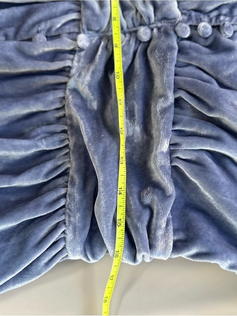 Anthropologie Dusty Blue Periwinkle Velvet Button-Front Maxi Dress - Picture 5 of 7